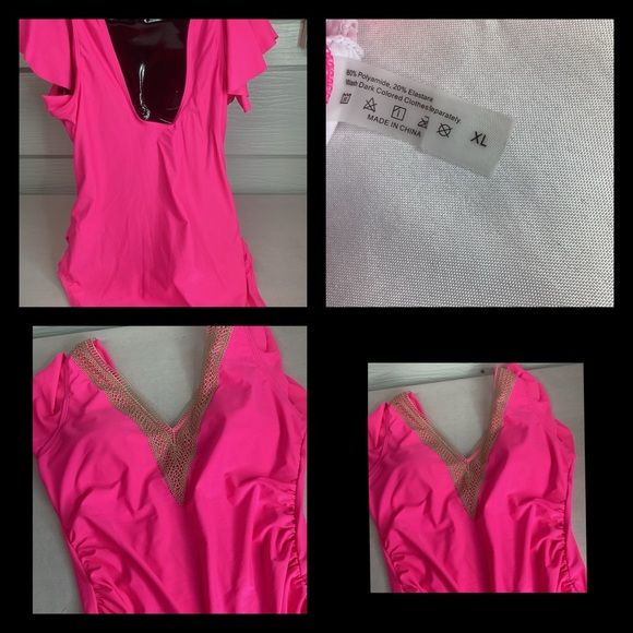 Pink V-Neck Ruffle Sleeve Top - Picture 3 of 5